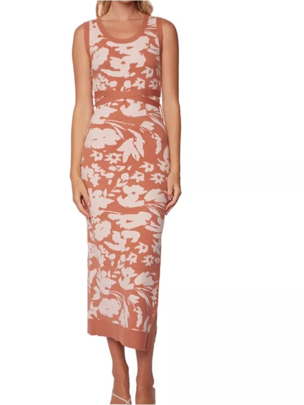 Lost‎ + Wander Salmon Printed Midi Dress